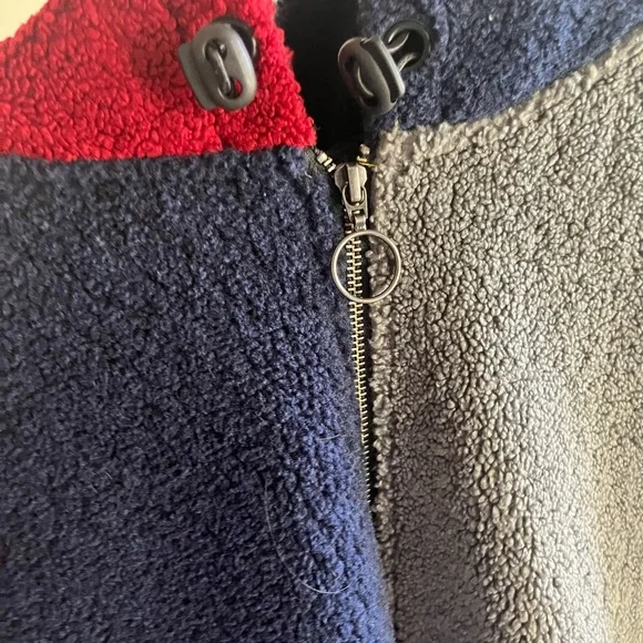 Lazy Oaf Blue Colorblock Sherpa Full-zip Hoodie Sweatshirt - Picture 7 of 9